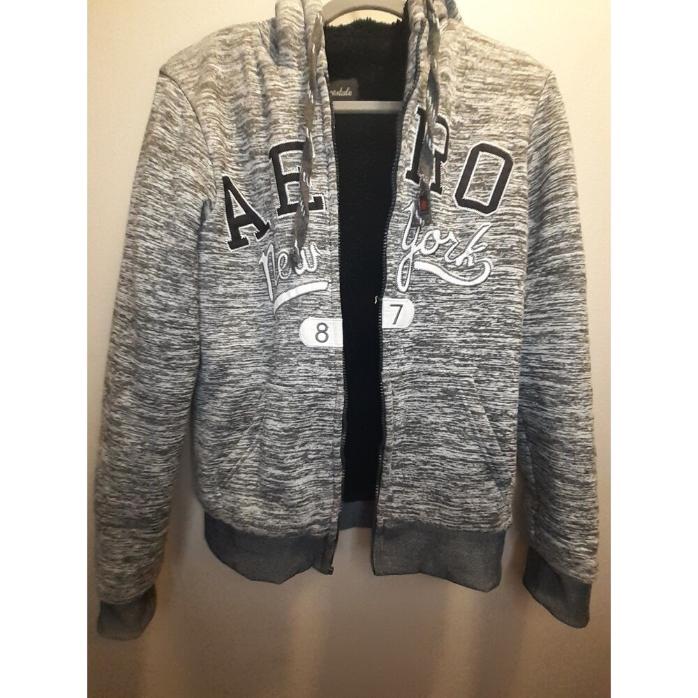 Aéropostale Logo Fleece Lined Full Zip Hoodie Pockets Long Sleeve Women S